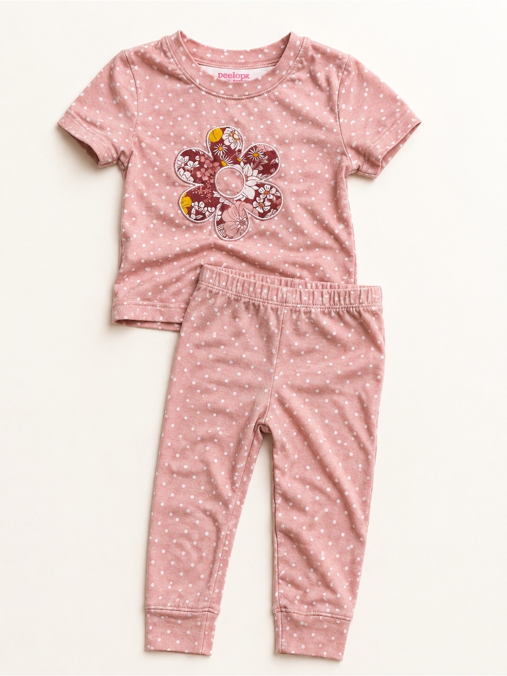Penelope Mack Pink Polka Dot Flower Pajama Set